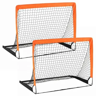 Sada 2 detských futbalových bránok s vystuženými sklolaminátovými tyčami, 120 x 96 x 96 cm, oranžové
