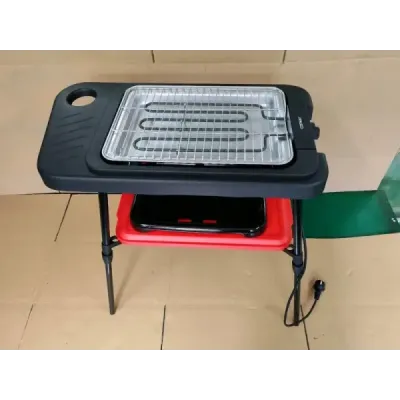 Elektrický gril 2 v 1, 2000 W, stojanový gril s dvojitými grilovacími platňami a výškovo nastaviteľným stojanom
