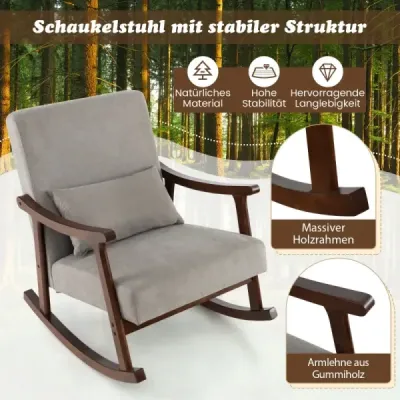 Hojdacie kreslo, kreslo do obývačky, čalúnené relaxačné kreslo s podrúčkami, hnedé