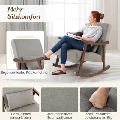Hojdacie kreslo, kreslo do obývačky, čalúnené relaxačné kreslo s podrúčkami, hnedé