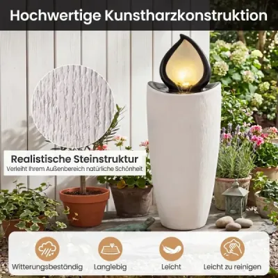 Záhradná fontána 92 cm s LED osvetlením – vodná dekorácia z umelej živice odolná voči poveternostným vplyvom