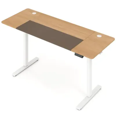 Elektricky výškovo nastaviteľný písací stôl so stabilným kovovým podstavcom 160 x 60 cm, prírodná farba
