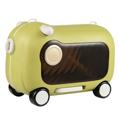 Pohyblivý kufor pre malé deti s kolieskami, sklopnými bočnými pedálmi a sedadlom, nosnosť 25 kg, zelený