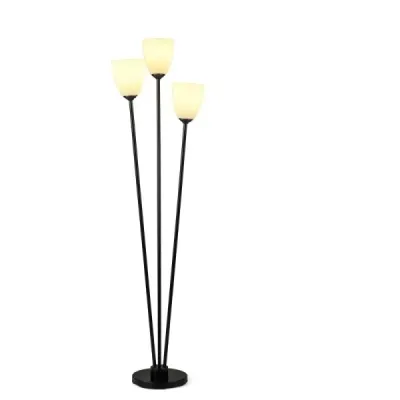 Stojaca lampa 153 cm so 3 päticami E27, čitateľská lampa s 3 žiarovkami a čiernym tienidlom