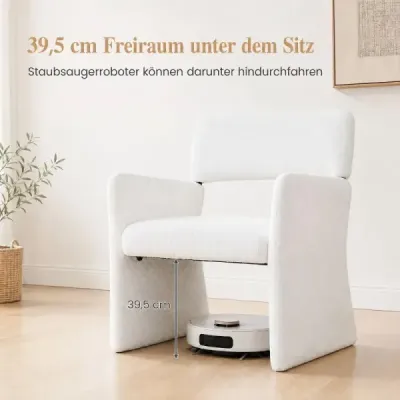 Sada 2 kresiel – čalúnené relaxačné kreslo na čítanie s priedušným poťahom, 63 x 62 x 83 cm, biele