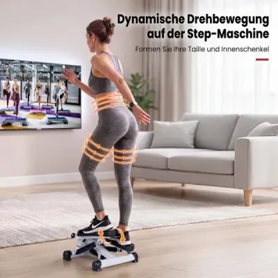 Mini stepper pre domáce použitie s odporovými páskami, nosnosť až 75 kg, rozmery 37 x 39,5 x 23,5 cm