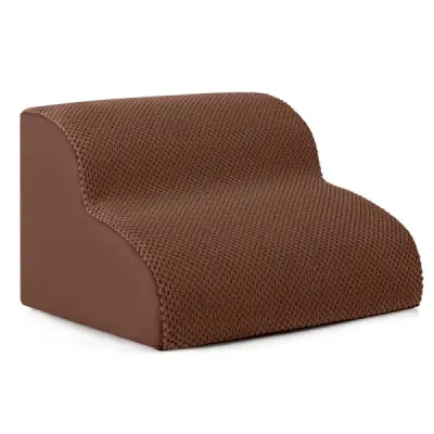 Psie schody, 2 stupne, protišmykové psie schody z penového materiálu, nosnosť 20 kg, hnedé