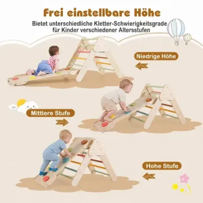 3 v 1 drevená montessori lezecká súprava – hračka pre deti od 1 roka, farebná lezecká súprava