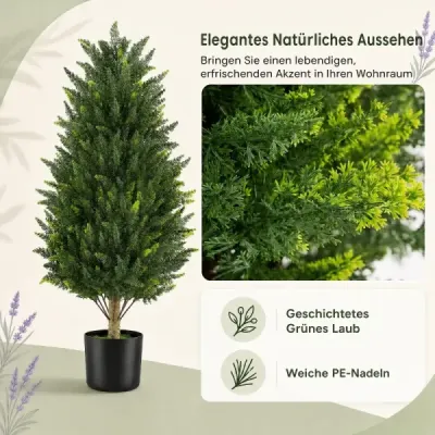 Umelý krik, 92 cm, umelá rastlina s machom a cementom, plnený kvetináč, odolný voči poveternostným vplyvom, 2 kusy
