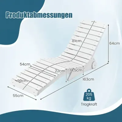 Ležadlo z HDPE, ergonomické záhradné ležadlo v tvare S, plážové ležadlo odolné voči poveternostným vplyvom s kolieskami, hnedé