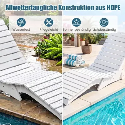 Ležadlo z HDPE, ergonomické záhradné ležadlo v tvare S, plážové ležadlo odolné voči poveternostným vplyvom s kolieskami, hnedé
