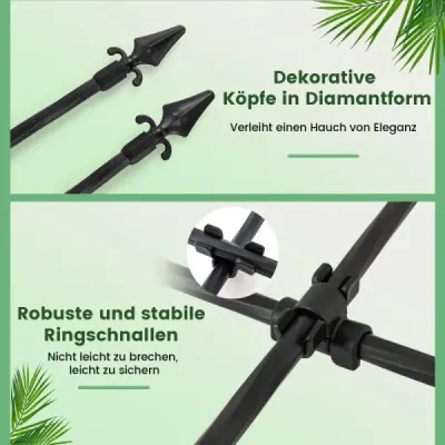 Sada 2 ks záhradných mreží pre popínavé rastliny – nerezový kovový oporný rám pre vyvýšené záhony