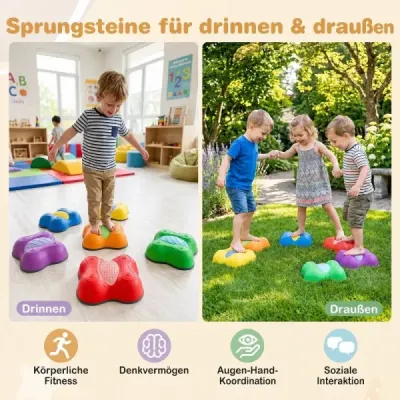 Kameny na balansovanie pre deti od 3 rokov, sada 6 ks, stohovateľné, s zaoblenými hranami
