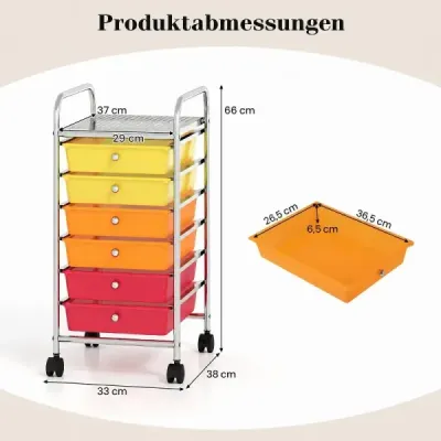 Vozík so 6 stohovateľnými zásuvkami a ľahko sa pohybujúcimi koľajnicami – farebný kontajner „Dúha“
