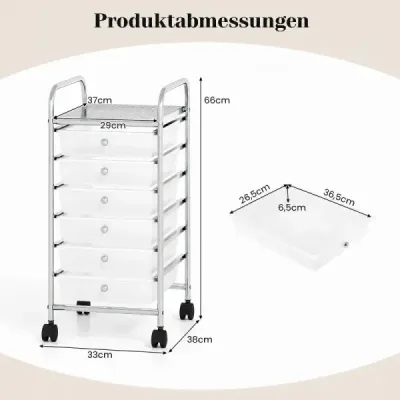 Vozík so 6 stohovateľnými zásuvkami a ľahko sa pohybujúcimi koľajnicami – biely