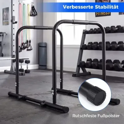 Hrazda na dipy s nosnosťou až 300 kg, výška nastaviteľná v rozmedzí 81,5–88,5 cm, šírka nastaviteľná v rozmedzí 86–126 cm