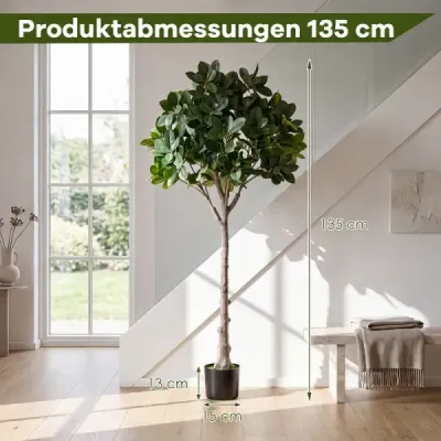 Umelý strom – Realistická umelá rastlina s 25 bujnými vetvami a stabilným cementovým kvetináčom, 140 cm