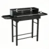 Gril na drevené uhlie na kolieskach s výškovo nastaviteľným roštom 73 x 34 cm, 2 odkladacie police a otočný ražň