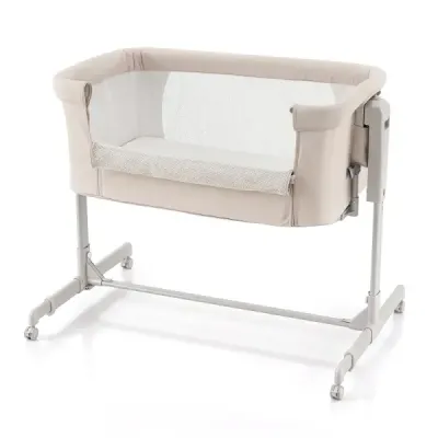 Detská postieľka 3 v 1 s 6-stupňovým nastavením výšky a 4 kolieskami, nosnosť až 9 kg, béžová