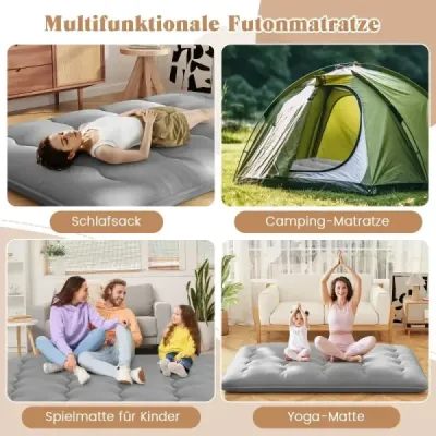 HU10922GR-D Japonský futónový matrac s prateľným poťahom a taškou na prenášanie Tatami matrace sivé 140 x 200 cm SKLADOM