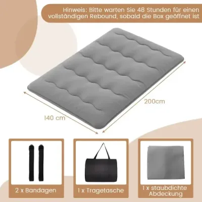 HU10922GR-D Japonský futónový matrac s prateľným poťahom a taškou na prenášanie Tatami matrace sivé 140 x 200 cm SKLADOM
