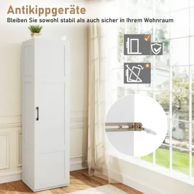 150 cm vysoká úložná skriňa voľne stojaca 4-poschodová podlahová skriňa s dvierkami Biela