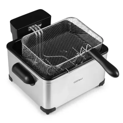 Digitálna fritéza s olejom 5 l, 1700 W, nerezová fritéza na hranolky s 3 košíkmi a 6 programami
