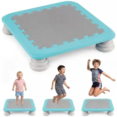 Mini trampolína pre deti s priemerom 65 cm, veľká skákacia plocha s protisklzovým povrchom z EVA, modrá