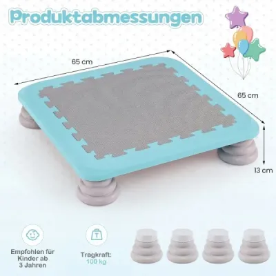 Mini trampolína pre deti s priemerom 65 cm, veľká skákacia plocha s protisklzovým povrchom z EVA, modrá