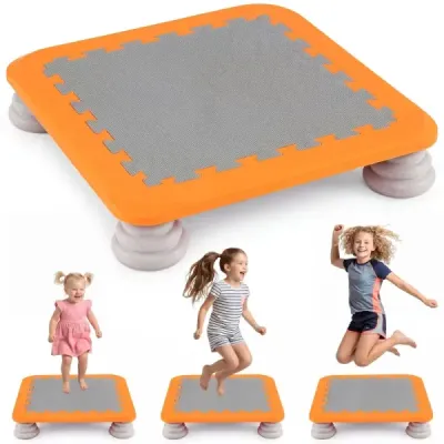 Mini trampolína pre deti s priemerom 65 cm, skákací povrch s protišmykovým povrchom z EVA, oranžová