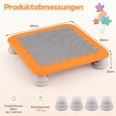 Mini trampolína pre deti s priemerom 65 cm, skákací povrch s protišmykovým povrchom z EVA, oranžová
