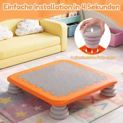 Mini trampolína pre deti s priemerom 65 cm, skákací povrch s protišmykovým povrchom z EVA, oranžová