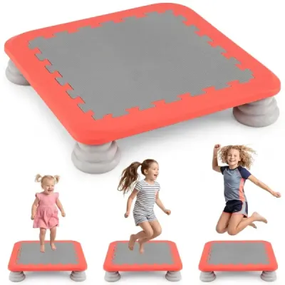 Mini trampolína pre deti, skákací povrch s priemerom 65 cm, s protisklzovým povrchom z materiálu EVA, červená