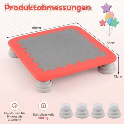 Mini trampolína pre deti, skákací povrch s priemerom 65 cm, s protisklzovým povrchom z materiálu EVA, červená