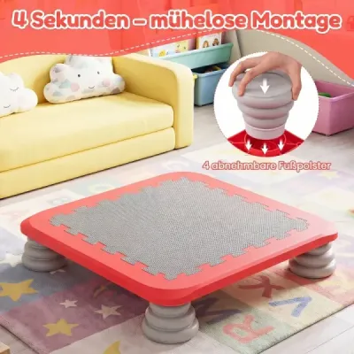 Mini trampolína pre deti, skákací povrch s priemerom 65 cm, s protisklzovým povrchom z materiálu EVA, červená