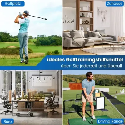 Sada 2 ks trenažérov golfového švihu s protisklzovou rukoväťou – tréningová pomôcka na golf, zariadenie na rozcvičenie, čierne