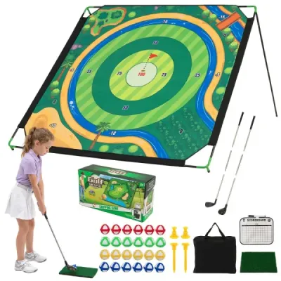 Súprava na golfové chipovanie s kovovým stojanom a 24 loptičkami pre deti a dospelých, 181 x 181 cm