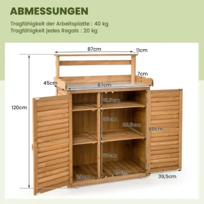 Stôl na sadenie s podstavcom Odolný voči poveternostným vplyvom vonkajší záhradnícky stôl z dreva 87 x 45 x 120 cm Príroda