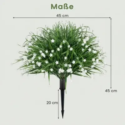 Sada 2 umelých kvetov s 20 cm zemným klasom, umelá cibuľová tráva s kaméliami 70 cm