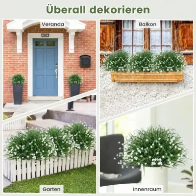 Sada 2 umelých kvetov s 20 cm zemným klasom, umelá cibuľová tráva s kaméliami 70 cm