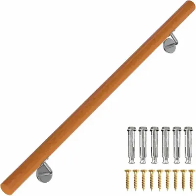 Drevené maxlo 80 cm, zábradlie v schodoch, schodiskové zábradlie z bukového dreva s upevnením na stenu