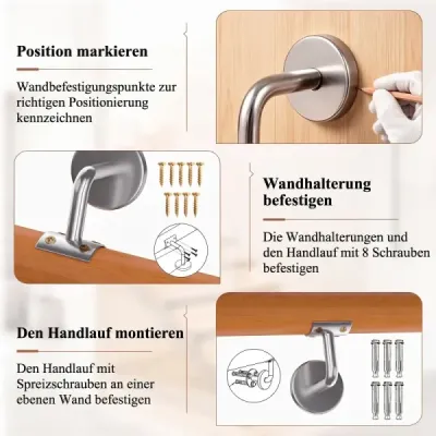 Drevené maxlo 80 cm, zábradlie v schodoch, schodiskové zábradlie z bukového dreva s upevnením na stenu