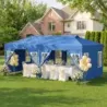 Pavilón 3 x 6 m Pop-up párty stan s nastaviteľnou výškou, 6 bočnými stenami a oknami, modrý