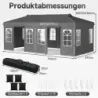 Pavilón 3 x 6 m Pop-up párty stan s nastaviteľnou výškou, 6 bočnými stenami a oknami, sivý