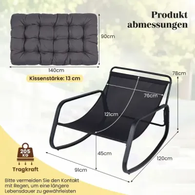 Hojdacie kreslo Nadrozmerné hojdacie kreslo s hrubým a odnímateľným vankúšom, nosnosť až 205 kg, šedé