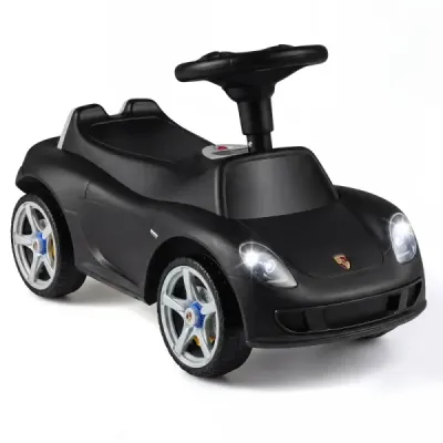 Detské autíčko s licencovaným pohonom Porsche pre deti od 18 mesiacov, tlačiace auto s klaksónom a svetlometmi, čierne