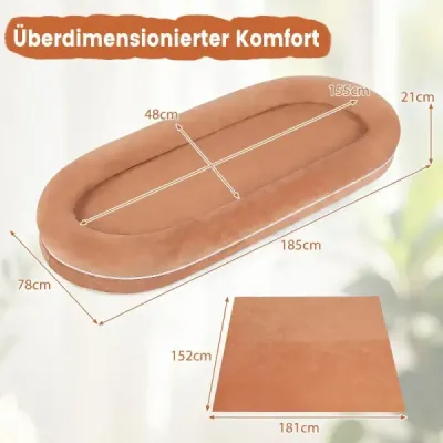 Pelech pre psa s penovou výplňou a protišmykovým dnom 185 x 78 x 21 cm hnedý