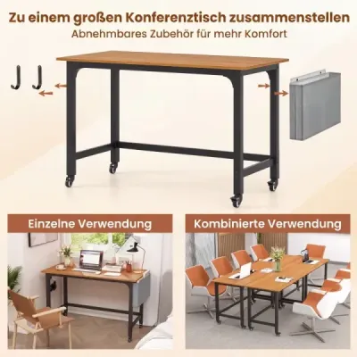 Stôl s kolieskami Počítačový stôl s odnímateľnou textilnou taškou a háčikom na slúchadlá 120 x 60 x 75 cm Príroda