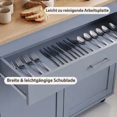 Kuchynský vozík s vešiakom na uteráky, koreničkou, zásuvkou a elektrickou zásuvkou  kuchynská skrinka na kolieskach, sivá