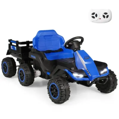 24V elektrický traktor pre deti od 3 rokov, detský traktor s diaľkovým ovládaním 2,4 GHz, modrý